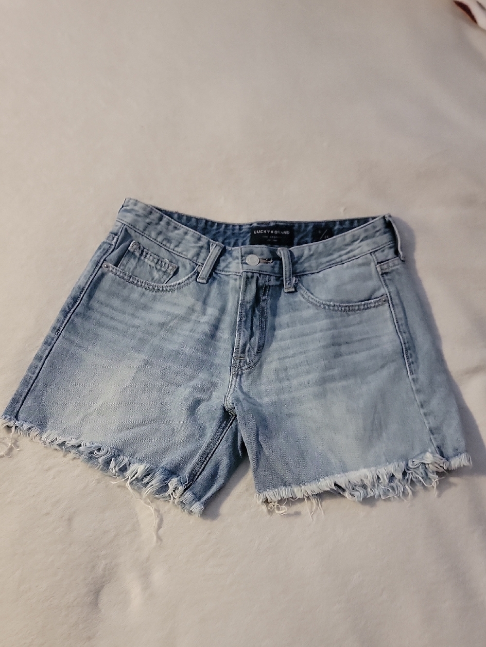 Lucky Brand Light Wash Denim Cutoff Shorts with Frayed Hem